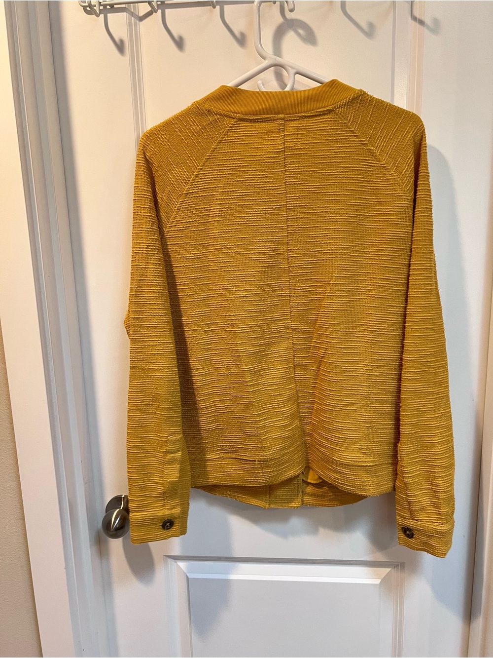 Caslon (Nordstrom) Mustard Textured Zip Bomber Jacket (size L) - Picture 4 of 6